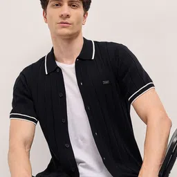 THE BEAR HOUSE Men Striped Polo Collar Cotton Shirt-picture-26