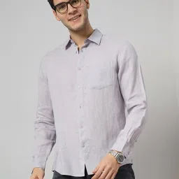 celio celio* Light Purple Regular Fit Linen Shirt image 1