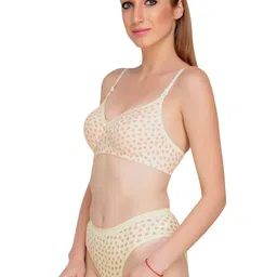 Liigne Pack Of 3 Everyday Printed Pure Cotton Padded Bra With Panty Lingerie Set image 5