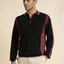 Andamen Burgundy Regular Fit Colour Block Polo T-Shirt image 1