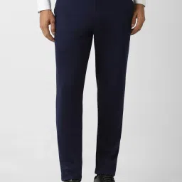 V Dot Navy Slim Fit Trousers image 1