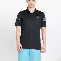 adidas Black Regular Fit 3 Striped Sports Polo T-Shirt image 1