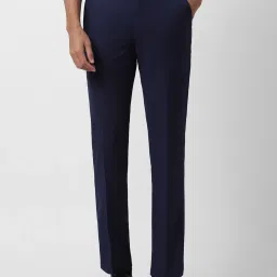 Peter England Elite Navy Slim Fit Trousers image 1