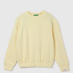 United Colors of Benetton Kids Girl's Regular Fit Crew Neck Solid Sweatshirt image 1