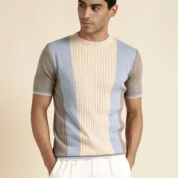 Andamen Off White Regular Fit Striped T-Shirt image 1