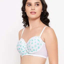 Clovia White Printed Under Wired Padded Balconette image 3