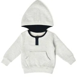 MiArcus Kids White & Black Cotton Regular Fit Full Sleeves Sweatshirt image 1