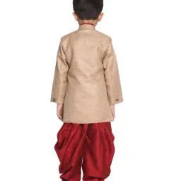 VASTRAMAY Kids Biscuit & Maroon Sherwani Set image 2