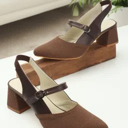 Iconics Women's Brown Sling Back Sandals image 1