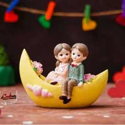 eCraftIndia Multicolor Resin Romantic Couple Showpiece Sitting On Boat image 1