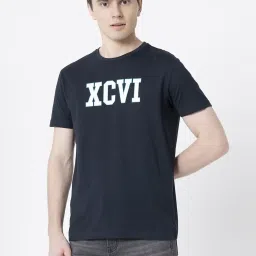 Red Tape Navy Cotton Regular Fit Printed T-Shirt image 1