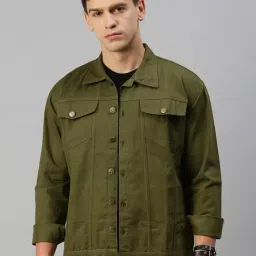 VOXATI Green Regular Fit Shirt Collar Denim Jacket-picture-12