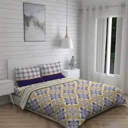 Layers Roma Floral Yellow 120 TC Cotton King Bedding Set image 2