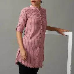 showoffff SHOWOFF Mauve Striped Longline Shirt image 1