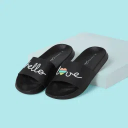 Forever Glam by Pantaloons Women's Black Slides image 1