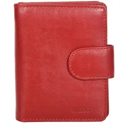 SASSORA Red Solid Rfid Bi-Fold Wallet for Women image 1