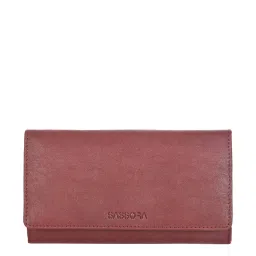 SASSORA Maroon Solid Rfid Tri-Fold Wallet for Women image 1