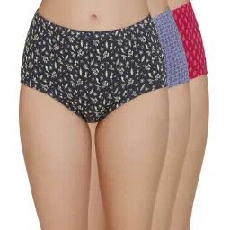 Amante Grey & Blue Cotton Printed Full Brief Panties - Pack Of 3 image 1