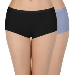 Amante Blue & Black Boy Shorts Panties - Pack Of 2 image 1