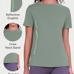 Enamor Green Relaxed Fit Graphic Print T-Shirt image 3