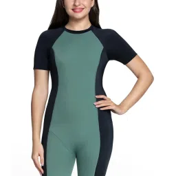 Amante Green & Black Color-Block Swim Suit image 1