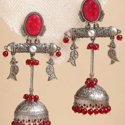Karatcart Silver Red Earrings for Women-image-37