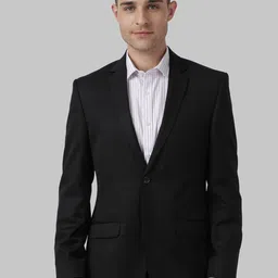 Park Avenue Men Black Solid Single-Breasted Formal Blazer-picture-10