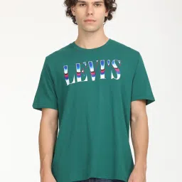 Levi's Green Cotton Loose Fit Logo Printed T-Shirt image 1