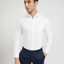 Raymond Blue Cotton Slim Fit Printed Shirt image 1