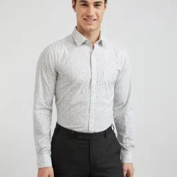 Raymond White Slim Fit Printed Shirt image 1