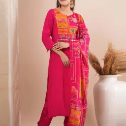 Fashor Pink Printed Kurta and Pant Set With Dupatta image 1
