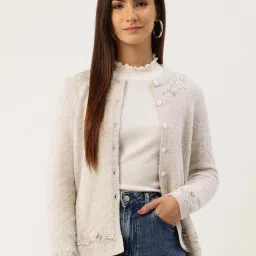 Apsley Beige Embroidered Cardigan image 1