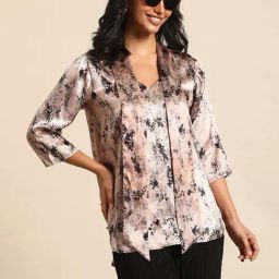 Qurvii Peach Printed Top-picture-32