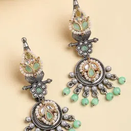Karatcart Silver Green Earrings for Women-image-19