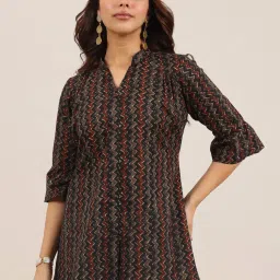 Libas Black Cotton Chevron Kurti image 1