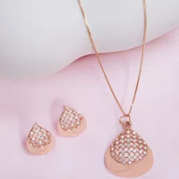 Zavya 925 Silver Chic Ensemble Rose Gold Plated Jewellery Set for Women image 1