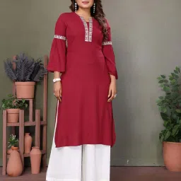 Rangita Maroon Solid Kurta image 1