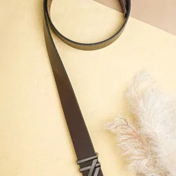 Carlton London Black Leather Textured Casual Belt for Men image 1