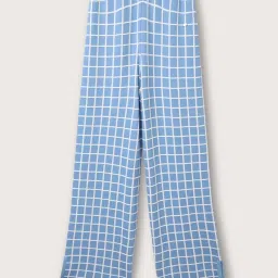 elle kids Elle Girls Chambray Blue & White Chequered Trousers image 1