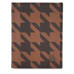 United Colors of Benetton Catarino Tan Leather Printed Bi-Fold Wallet image 1