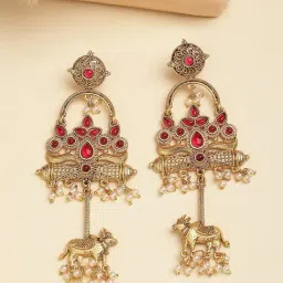 Karatcart Gold-Tone Plated Red Earrings for Women-picture-41