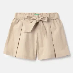 United Colors of Benetton Girls Brown Cotton Solid Shorts-picture-37