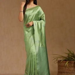 Soch Sap Green Tussar Woven Design Saree With Stitched Blouse-picture-30