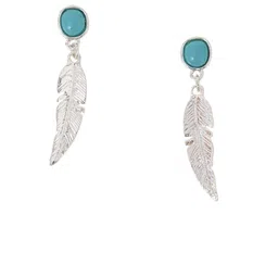 Accessorize Turquoise Studded Feather Shaped Drop Earrings-picture-41