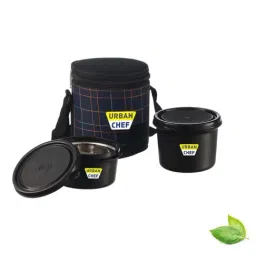 Urban Chef Black Stainless Steel Petite Microwave Safe Full Meal Containers - Set of 2-picture-12