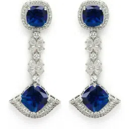 Karatcart Silver Blue Earrings for Women image 3