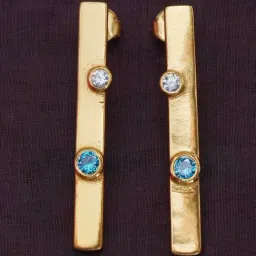 Arte Jewels 925 Sterling Silver Gold Tone Drop Earrings for Women-picture-36