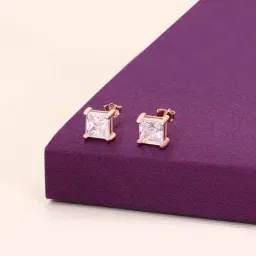 Kai Jewel Sterling Silver Shimmering Squares Casual Stud Rose Gold Earrings for Women-image-41
