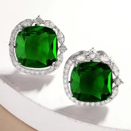 Karatcart Silver Green Earrings for Women-picture-17