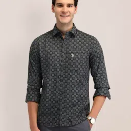U.S. Polo Assn. Black Cotton Regular Fit Printed Shirt-picture-24